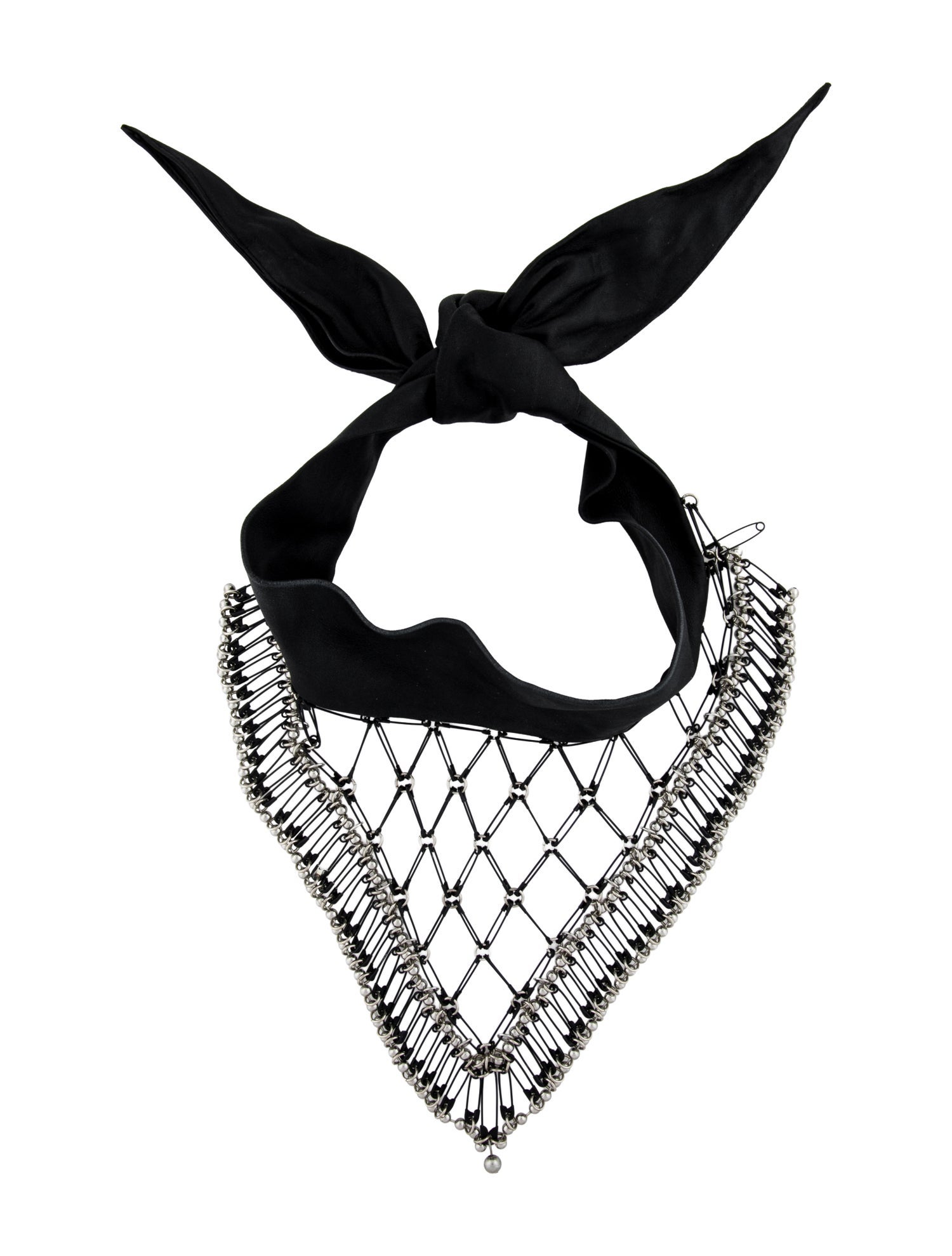 Alexander Wang Leather Safety Pin Scarf Choker Necklace