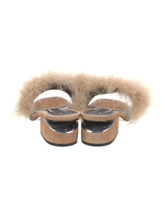 Alexander Wang Suede Feather Trim Slides