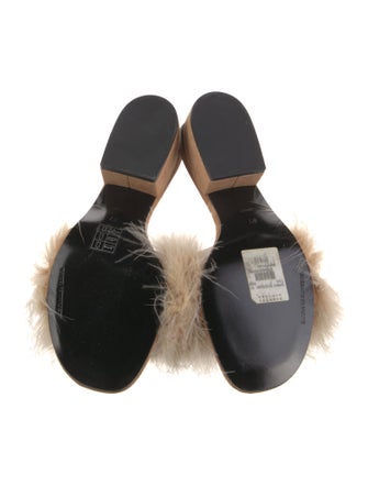 Alexander Wang Suede Feather Trim Slides