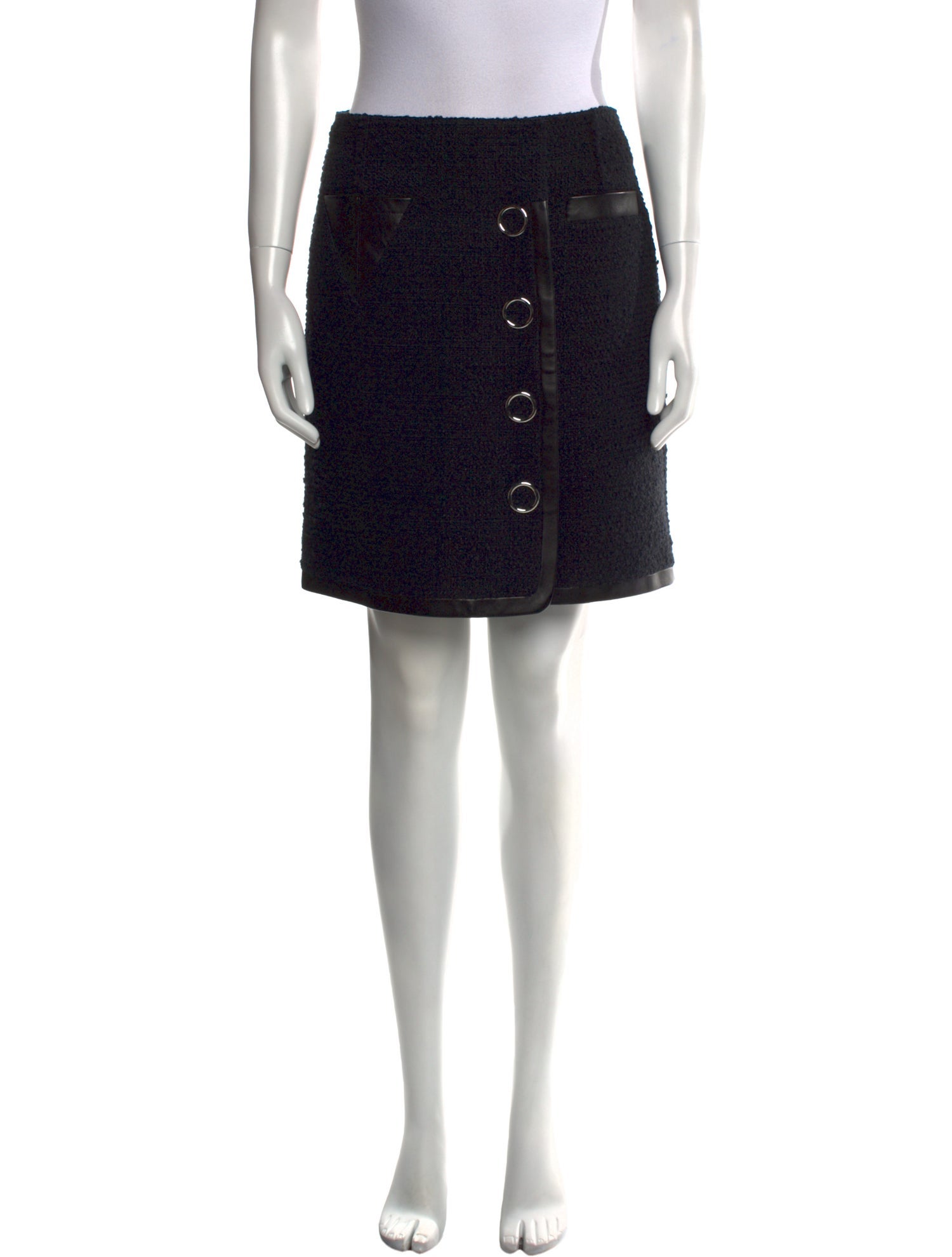 Alexander Wang Leather Trim Embellishment Mini Skirt
