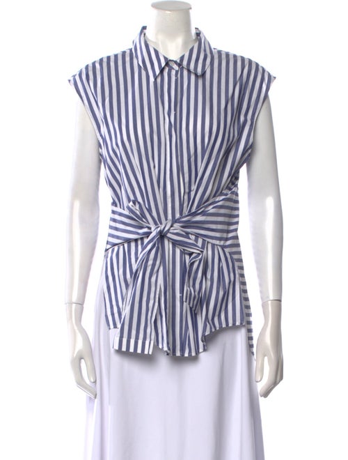 Alexander Wang Striped Short Sleeve Button-Up Top