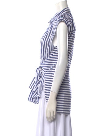 Alexander Wang Striped Short Sleeve Button-Up Top