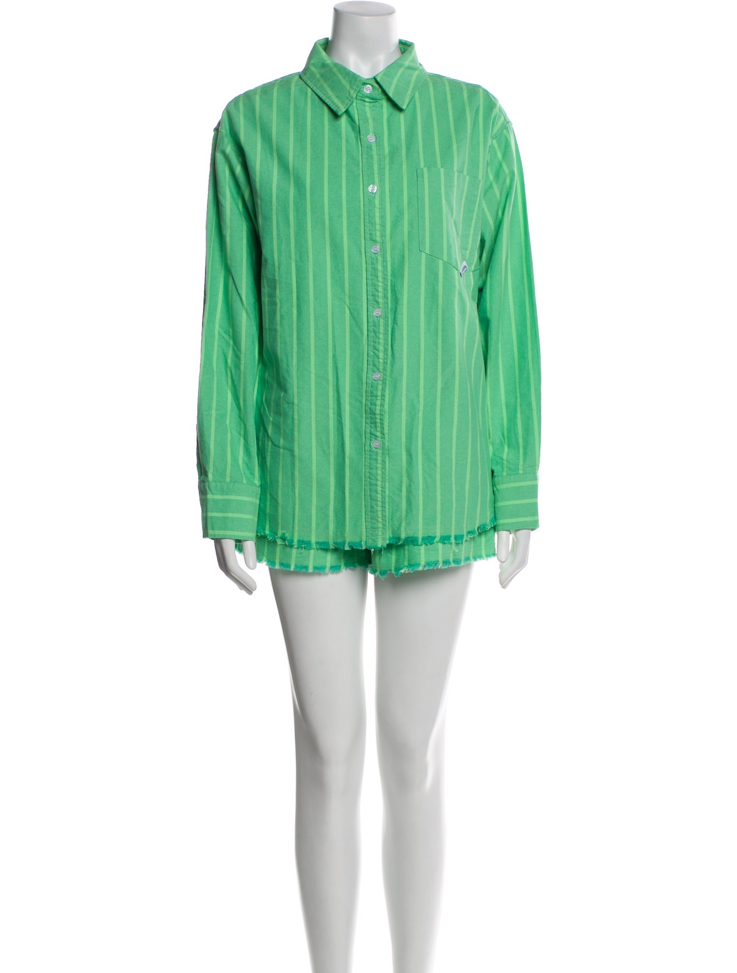 Alexander Wang Striped Raw-Edge Trim Short Set