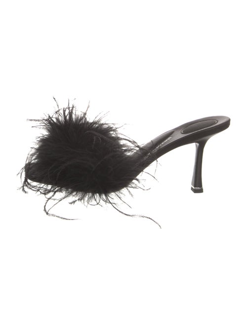 Alexander Wang Floral Print Feather Trim Slides