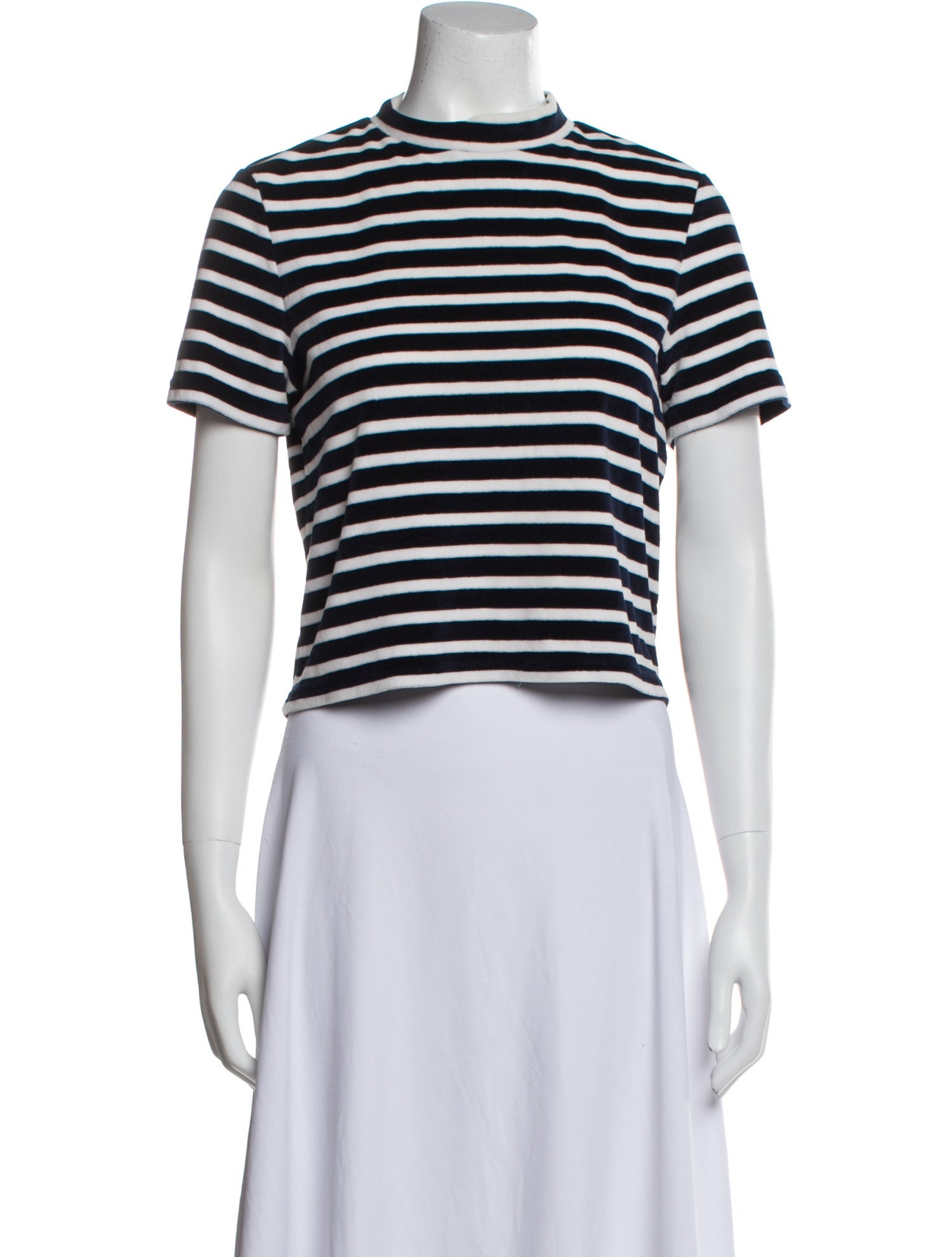 T by Alexander Wang Striped Mock Neck Crop Top