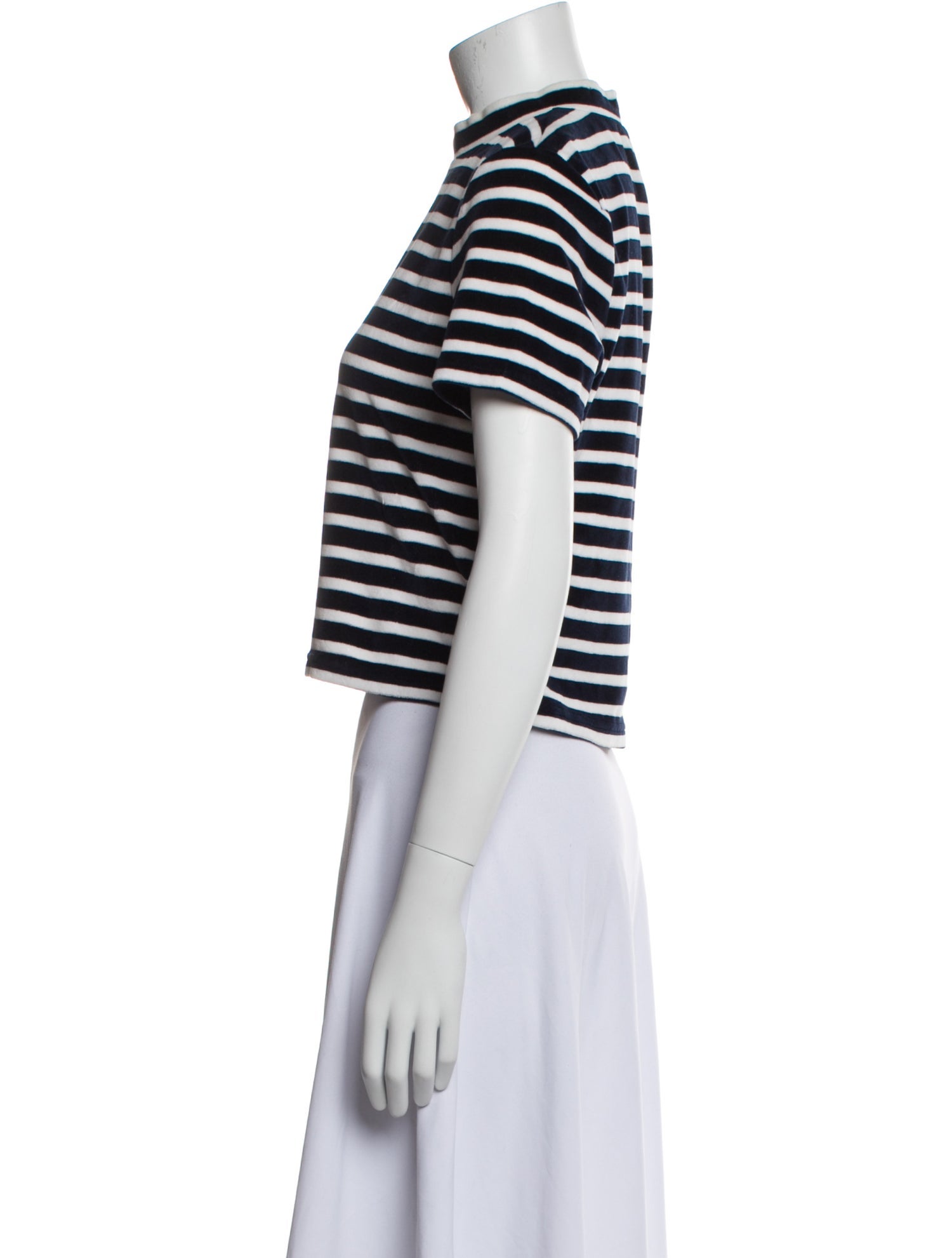 T by Alexander Wang Striped Mock Neck Crop Top