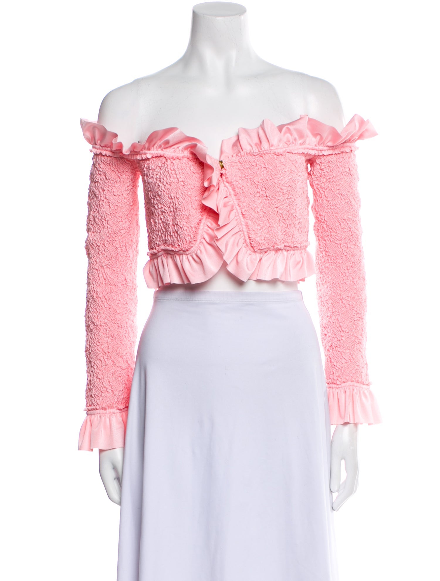 Alexander Wang Off-The-Shoulder Long Sleeve Crop Top