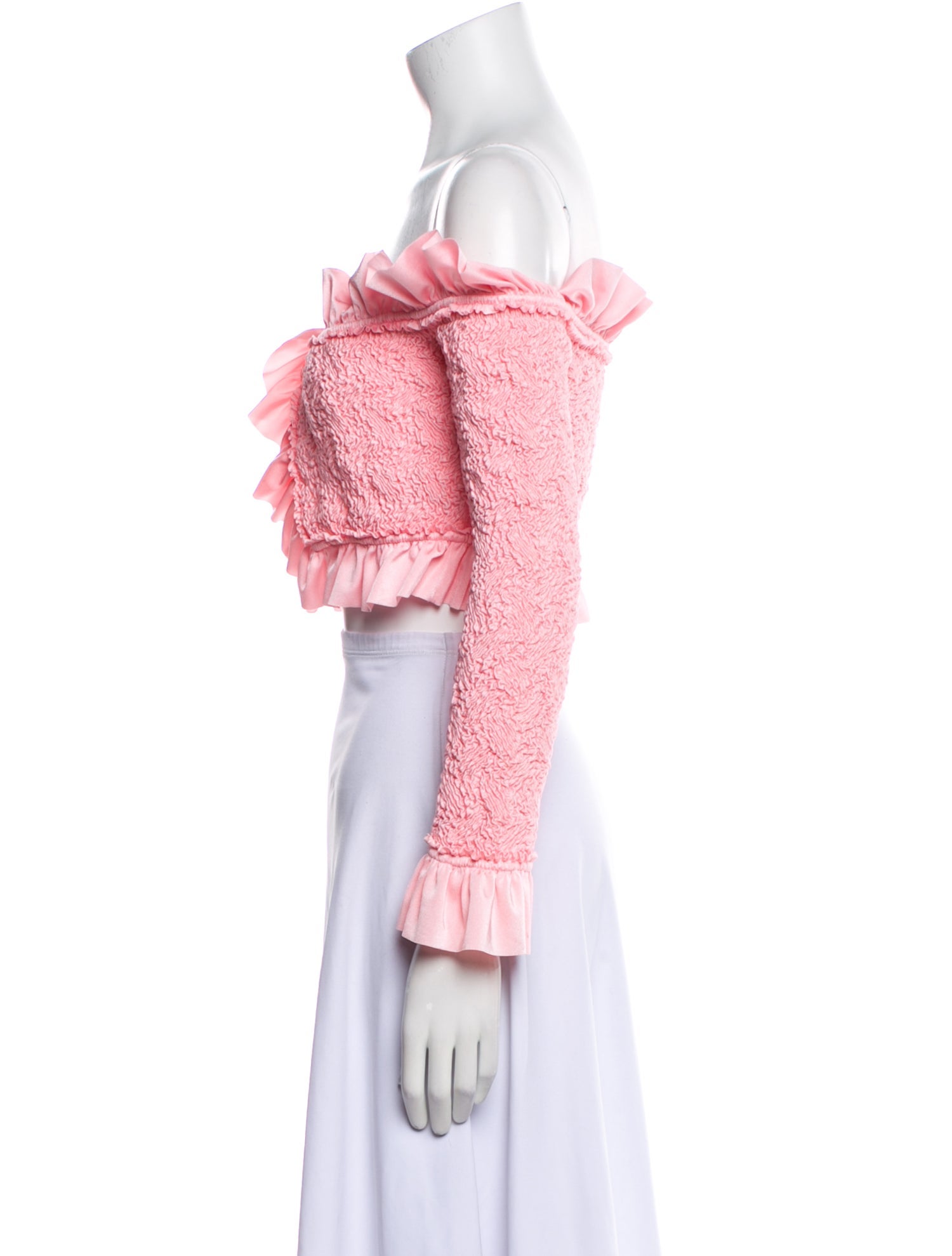 Alexander Wang Off-The-Shoulder Long Sleeve Crop Top