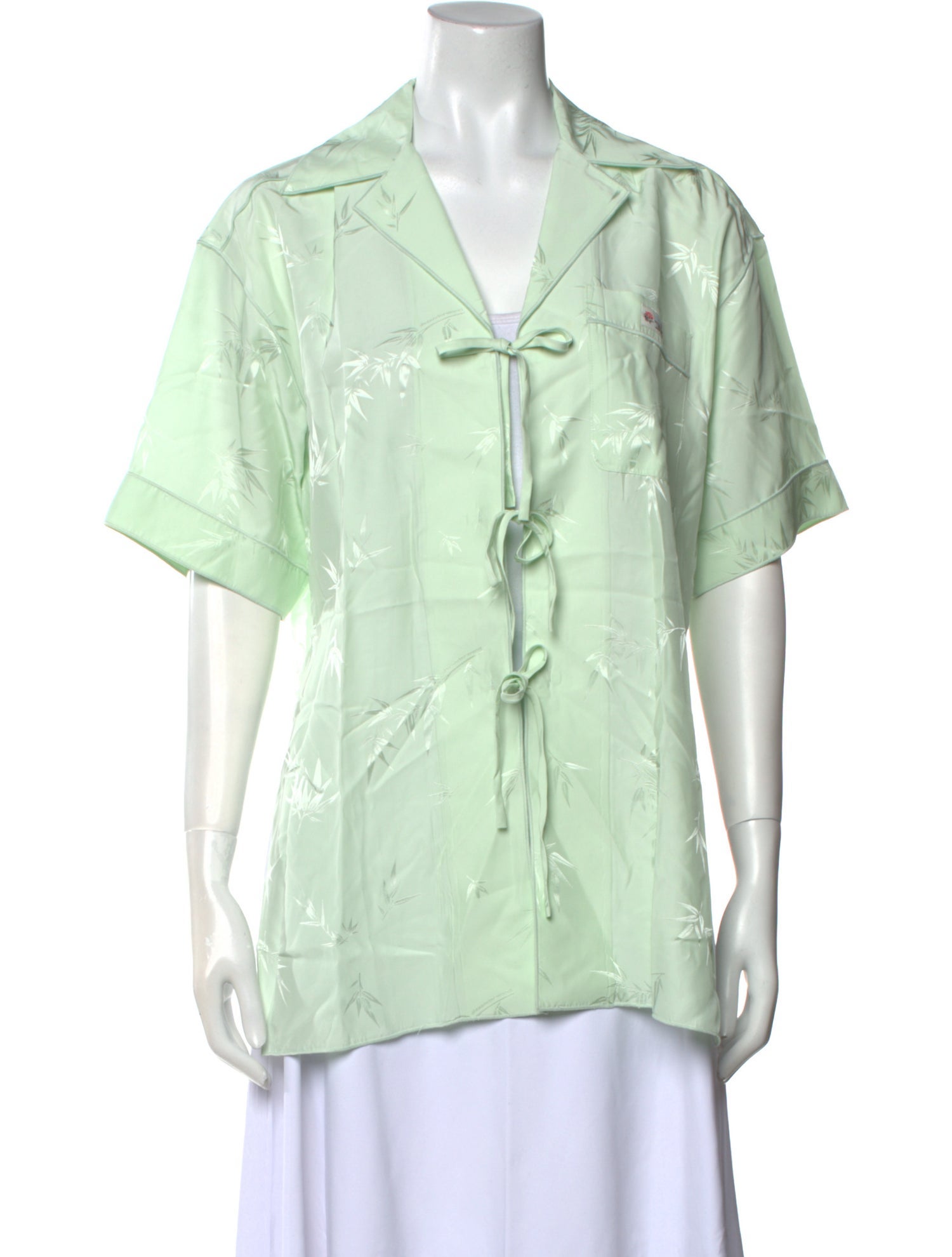 Alexander Wang V-Neck Short Sleeve Button-Up Top