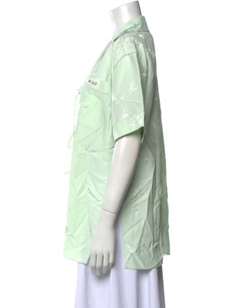 Alexander Wang V-Neck Short Sleeve Button-Up Top