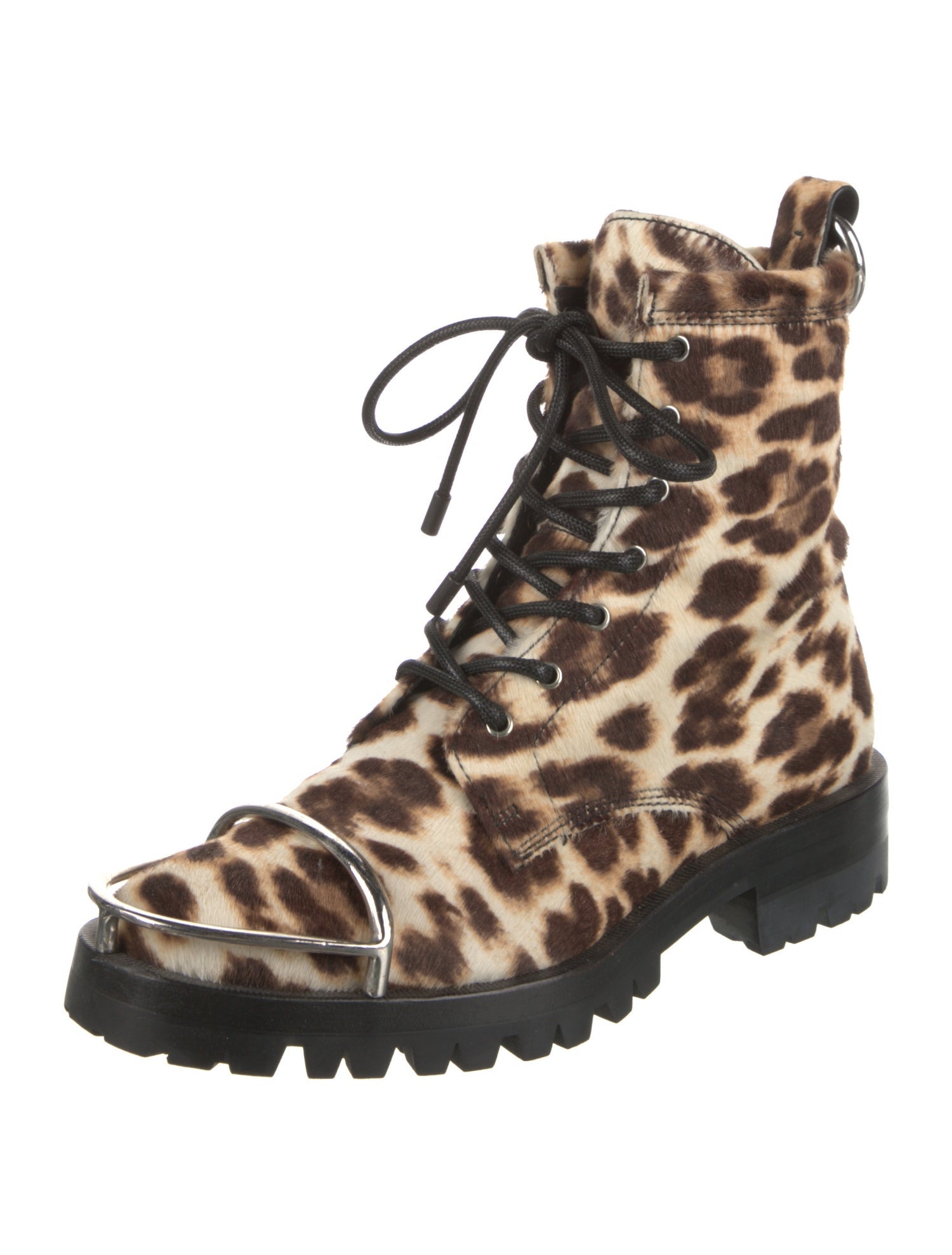 Alexander Wang Ponyhair Animal Print Combat Boots