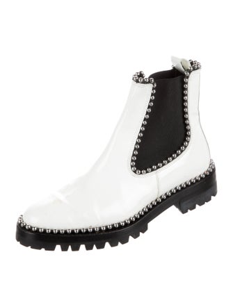 Alexander Wang Patent Leather Studded Accents Chelsea Boots