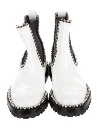 Alexander Wang Patent Leather Studded Accents Chelsea Boots