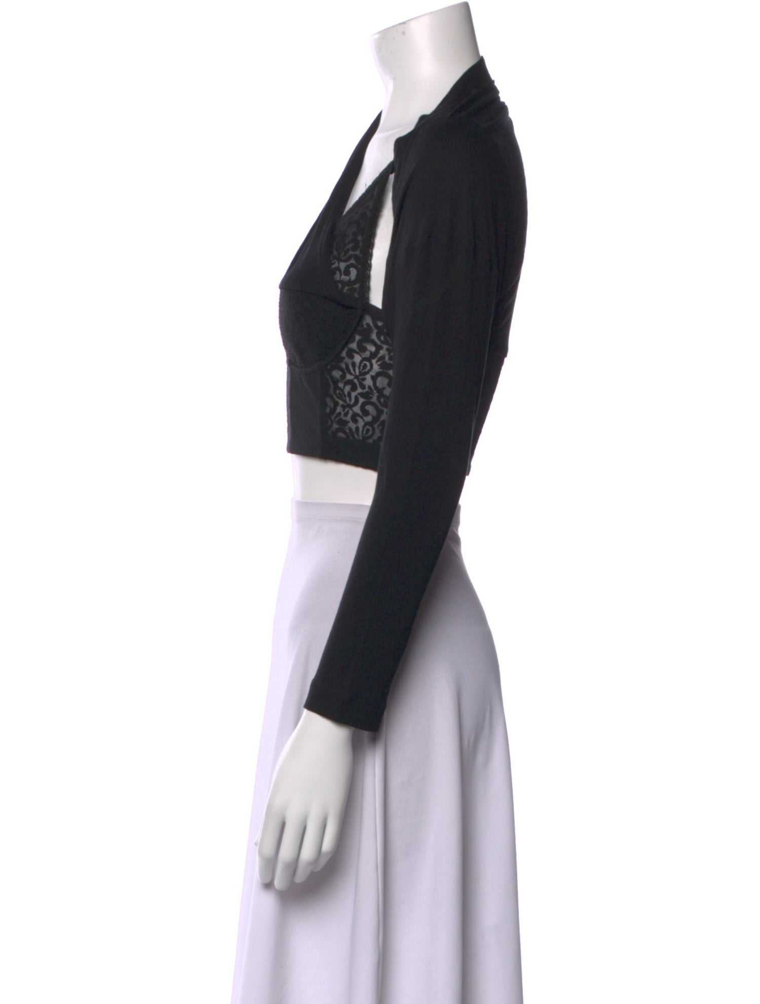 Alexander Wang V-Neck Long Sleeve Crop Top