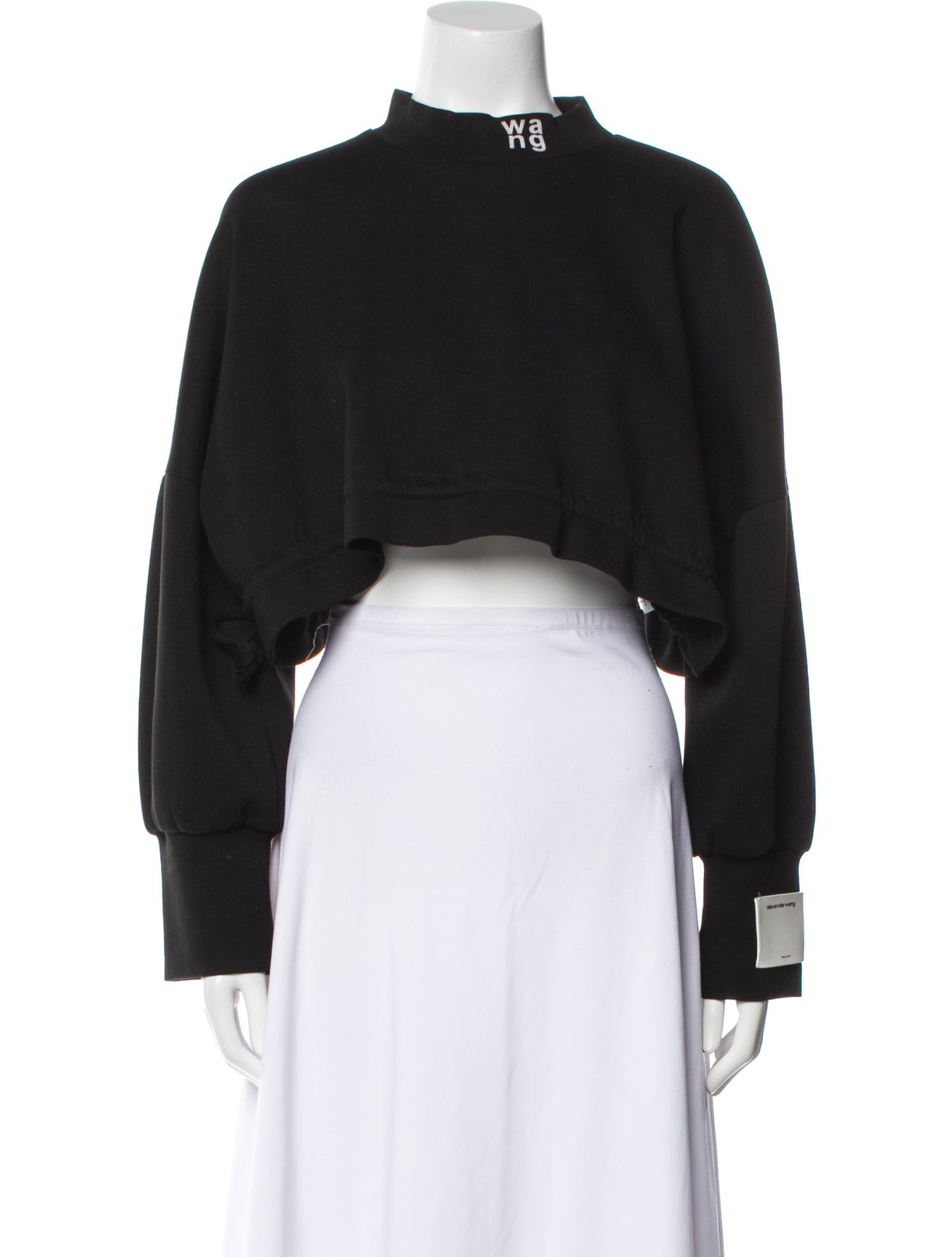 Alexander Wang Mock Neck Long Sleeve Crop Top