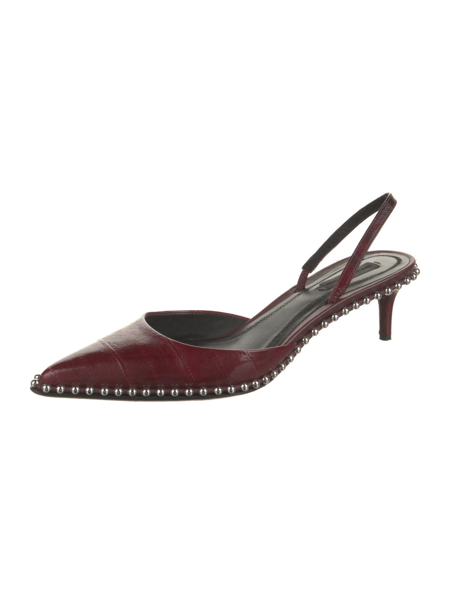 Alexander Wang Patent Leather Studded Accents Slingback Pumps