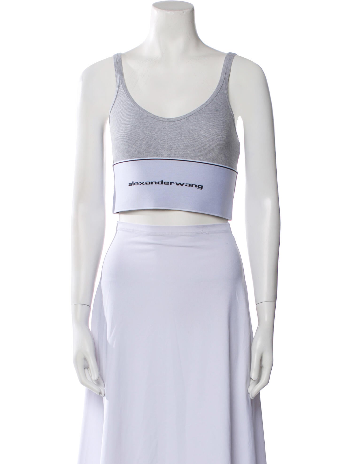 Alexander Wang Graphic Print Scoop Neck Crop Top