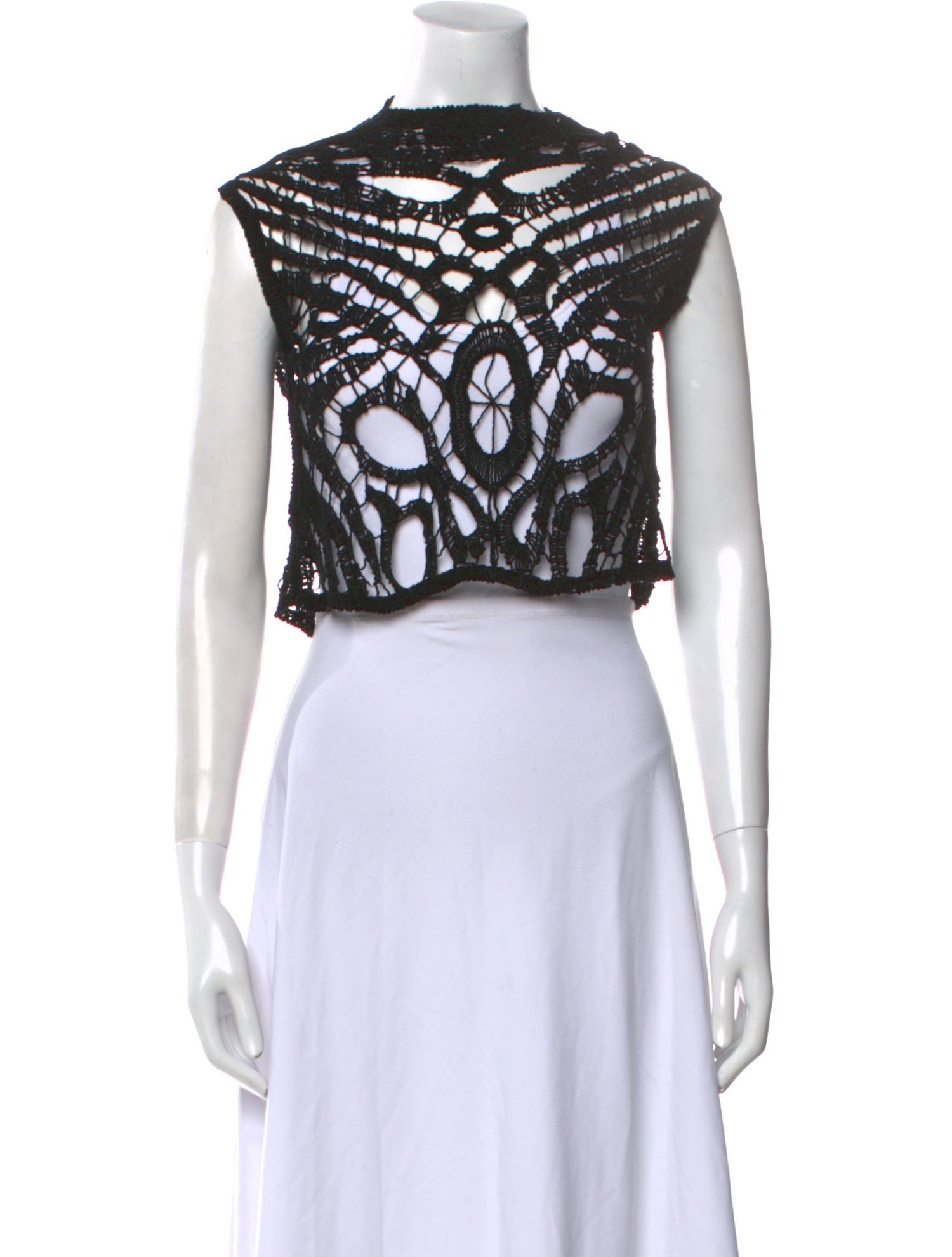 Alexander Wang Lace Pattern Bateau Neckline Crop Top