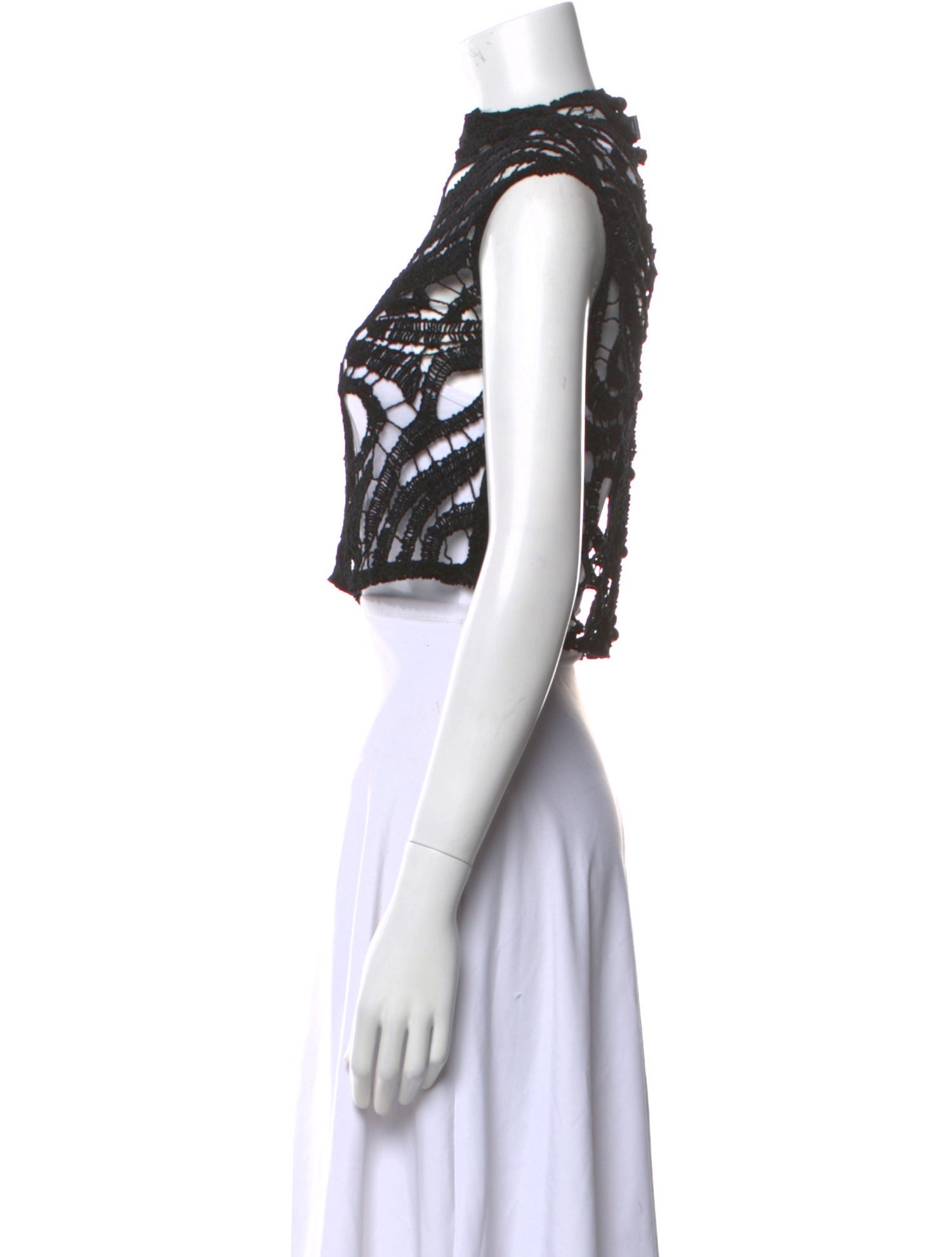 Alexander Wang Lace Pattern Bateau Neckline Crop Top