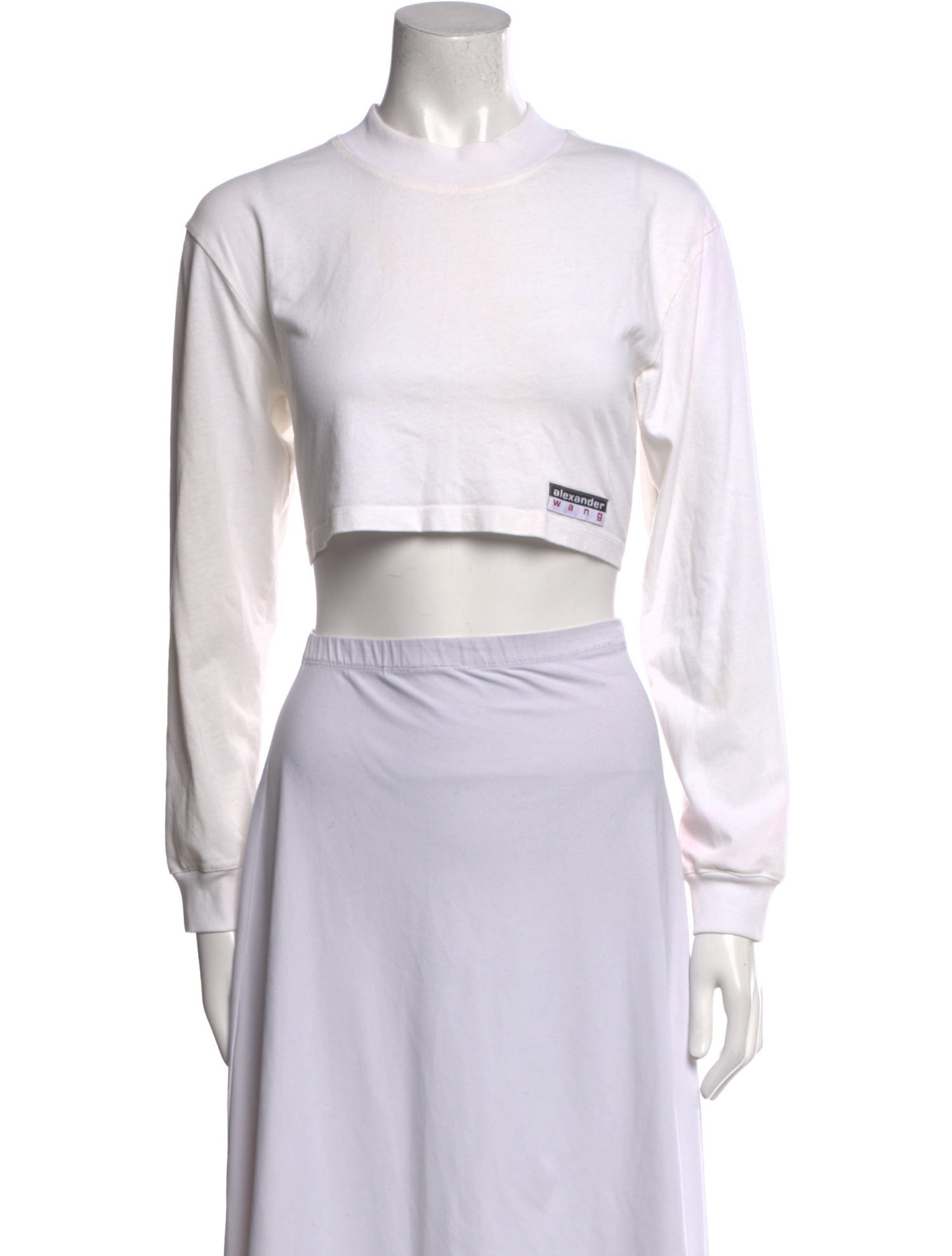 Alexanderwang.T Mock Neck Long Sleeve Crop Top