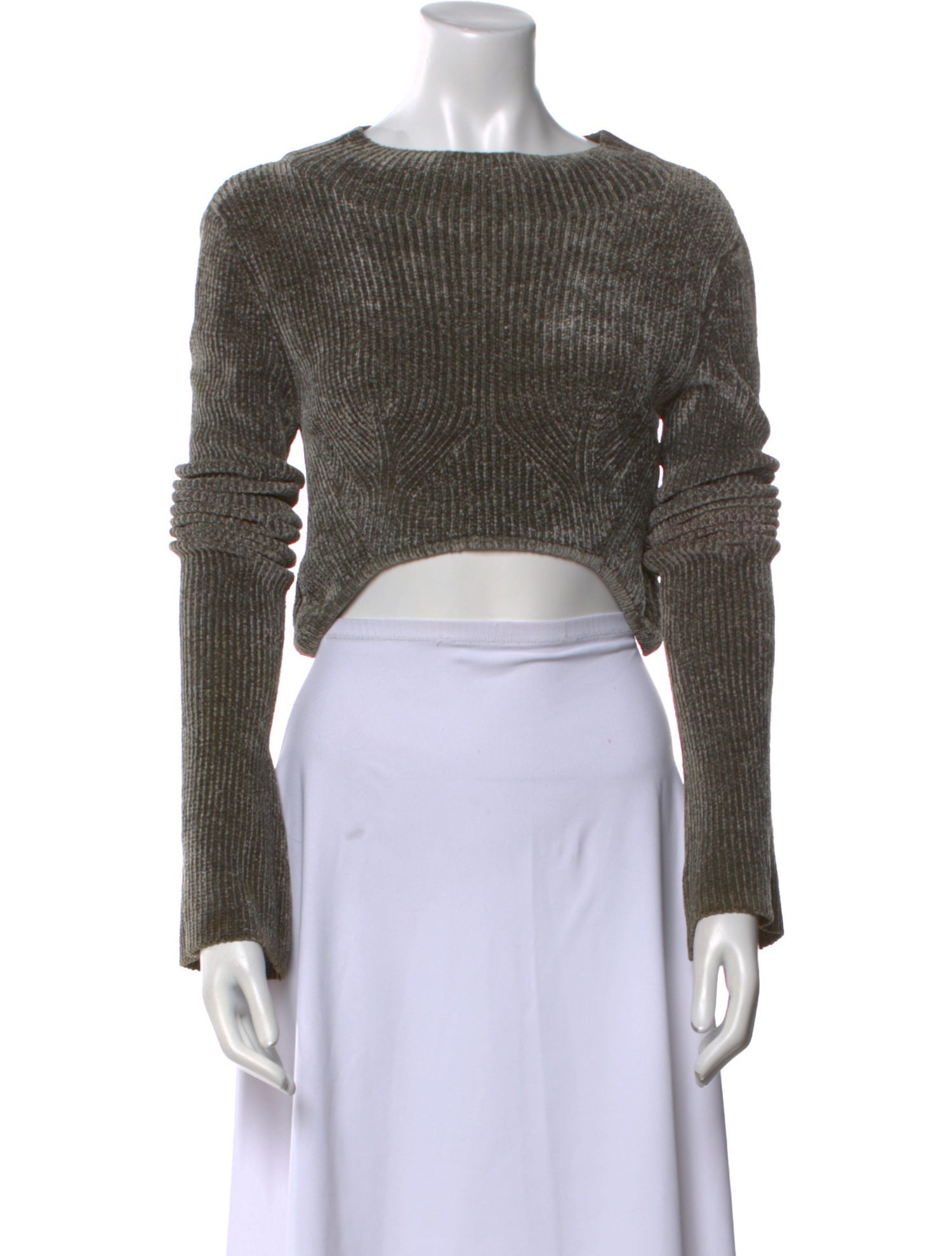 Alexander Wang Crew Neck Long Sleeve Crop Top