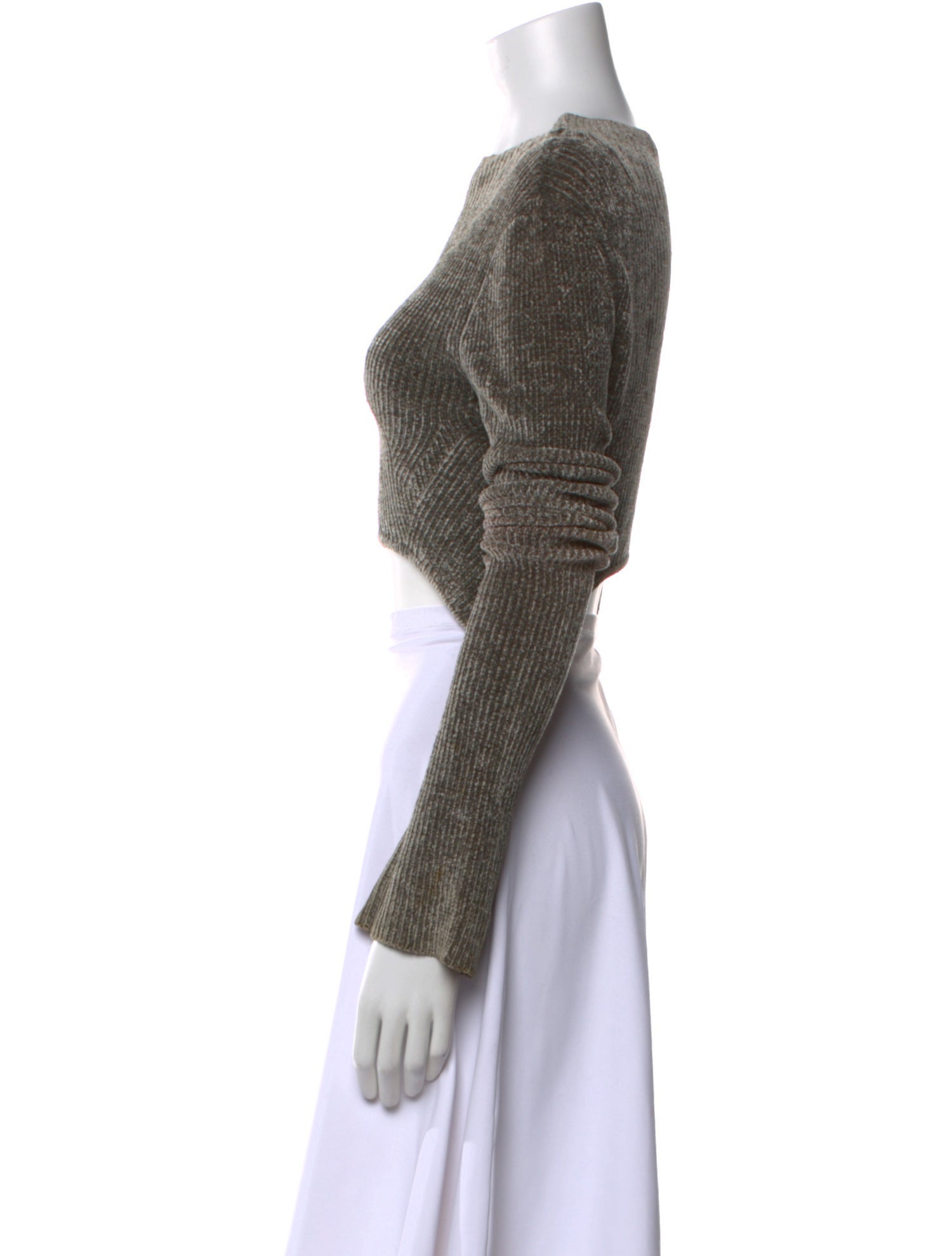 Alexander Wang Crew Neck Long Sleeve Crop Top