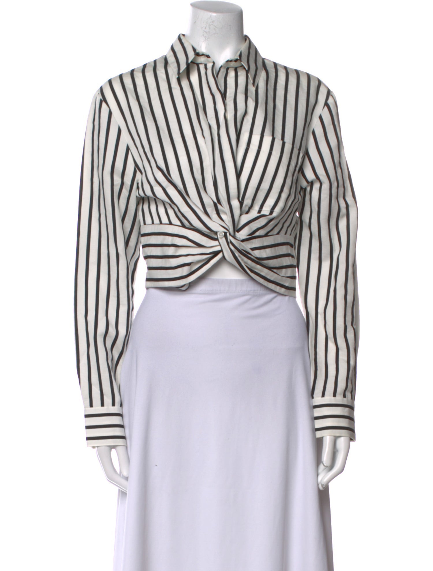 Alexander Wang Striped Long Sleeve Crop Top