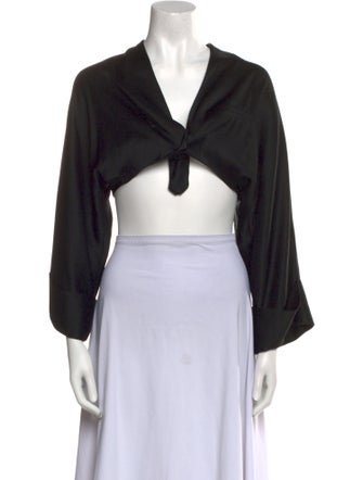 Alexander Wang V-Neck Long Sleeve Crop Top