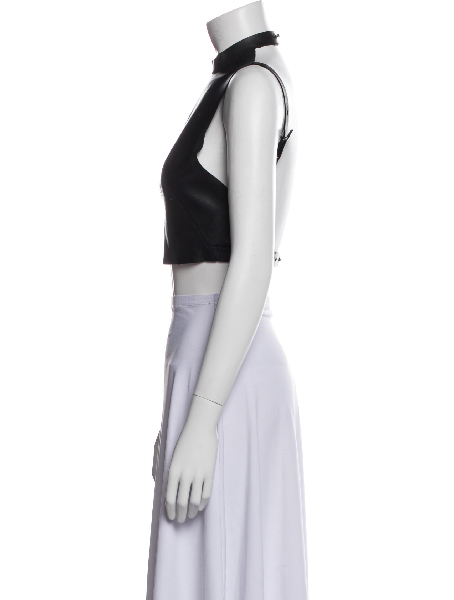 Alexander Wang Lambskin Mock Neck Crop Top