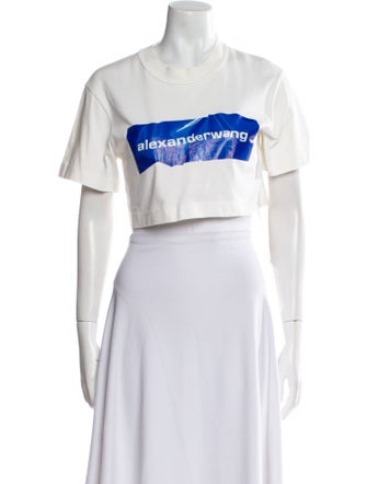 Alexander Wang Graphic Print Crew Neck Crop Top