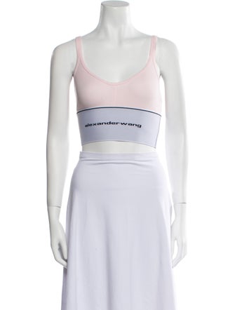 Alexander Wang Graphic Print Scoop Neck Crop Top