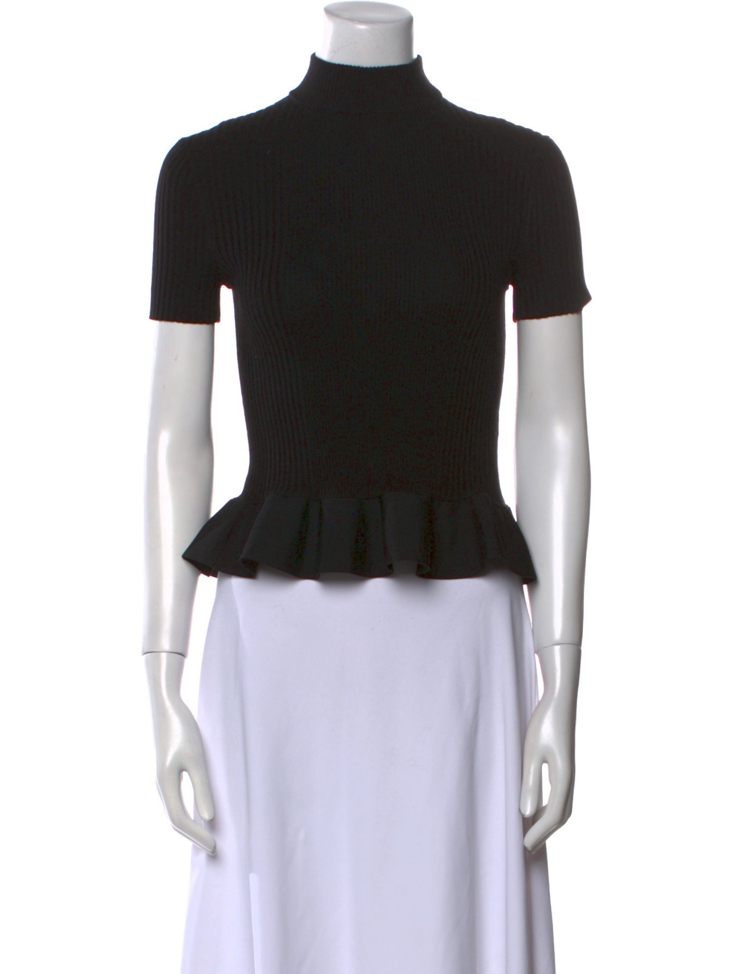 Alexander Wang Mock Neck Short Sleeve Crop Top