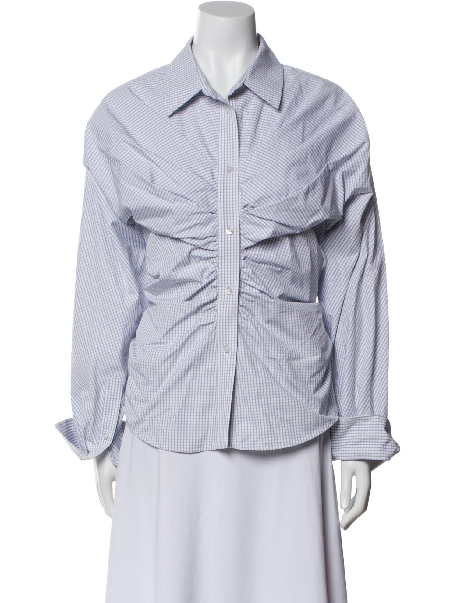 Alexander Wang Plaid Print Long Sleeve Button-Up Top