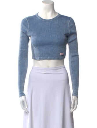 Alexander Wang Striped Crew Neck Crop Top