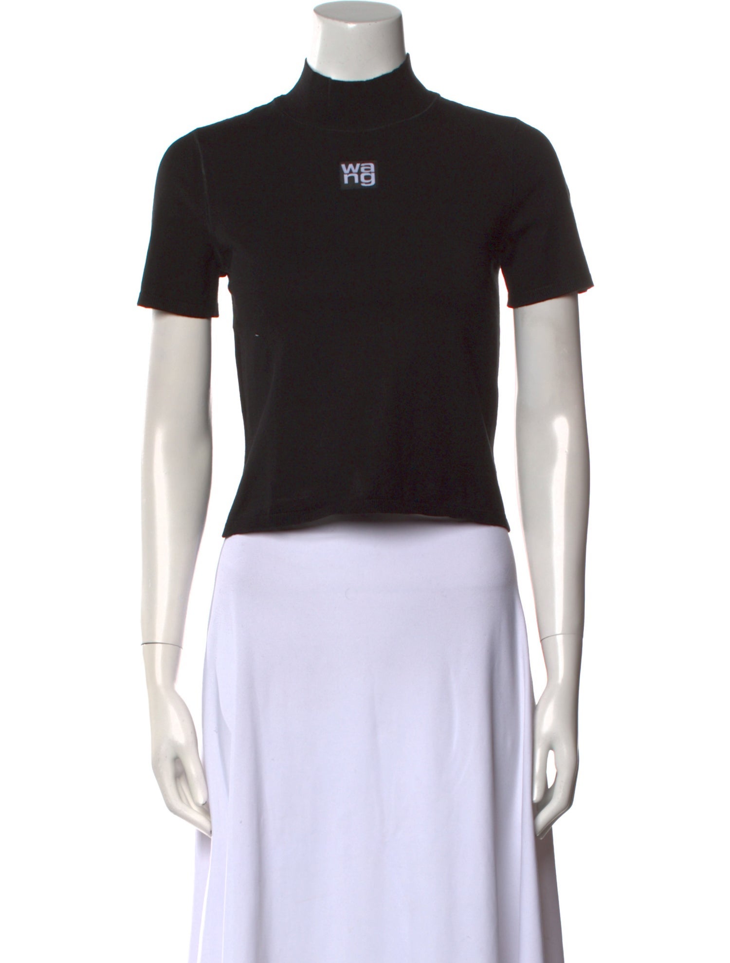 Alexanderwang.T Mock Neck Short Sleeve Crop Top