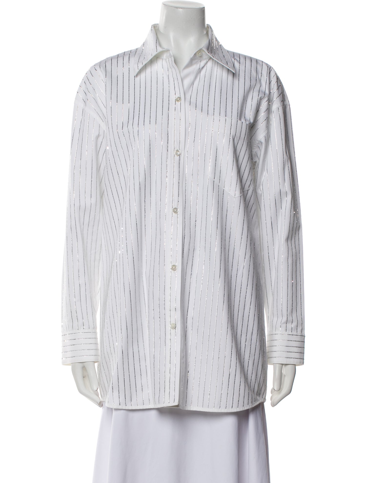 Alexander Wang Striped Long Sleeve Button-Up Top