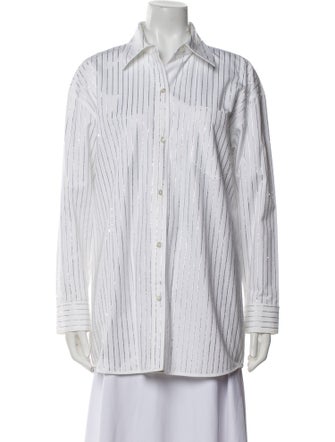 Alexander Wang Striped Long Sleeve Button-Up Top