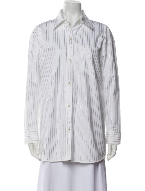 Alexander Wang Striped Long Sleeve Button-Up Top