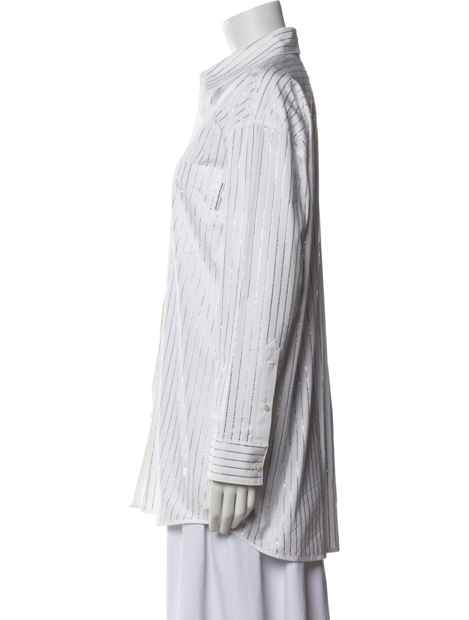 Alexander Wang Striped Long Sleeve Button-Up Top