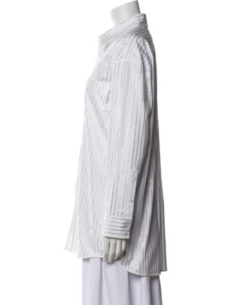 Alexander Wang Striped Long Sleeve Button-Up Top