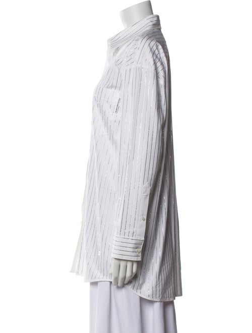 Alexander Wang Striped Long Sleeve Button-Up Top
