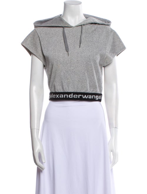 Alexander Wang Tie Neck Short Sleeve Crop Top