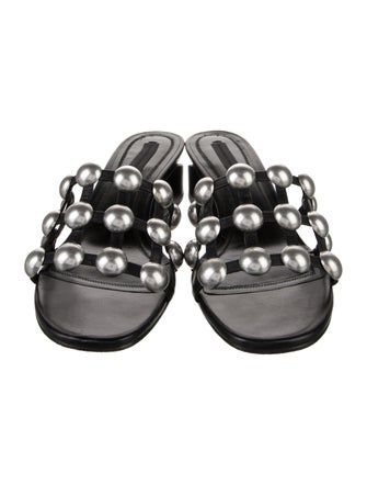Alexander Wang Leather Studded Accents Slides