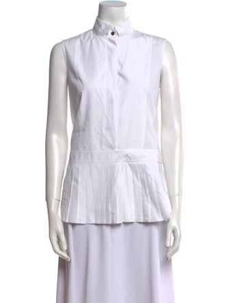Alexander Wang Mock Neck Sleeveless Button-Up Top