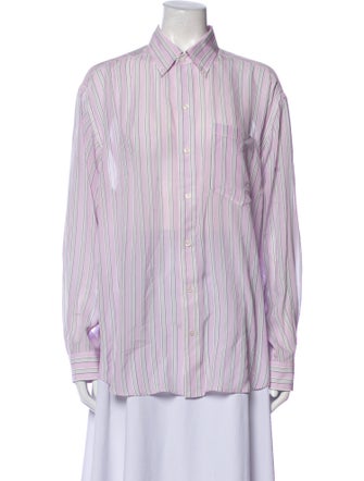 Alexander Wang Striped Long Sleeve Button-Up Top