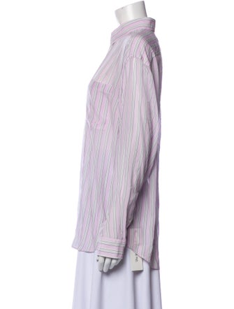 Alexander Wang Striped Long Sleeve Button-Up Top