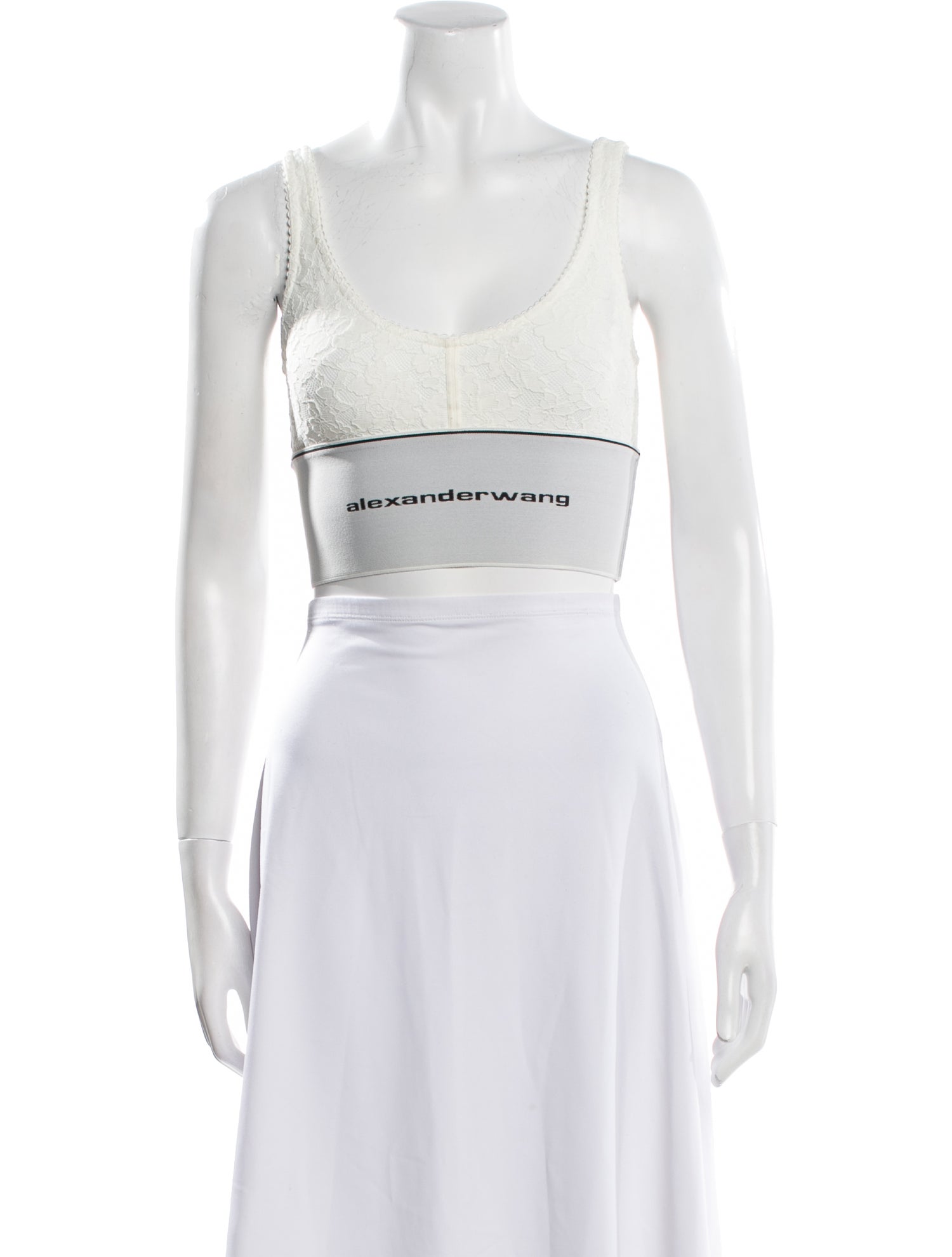 Alexander Wang Graphic Print Scoop Neck Crop Top