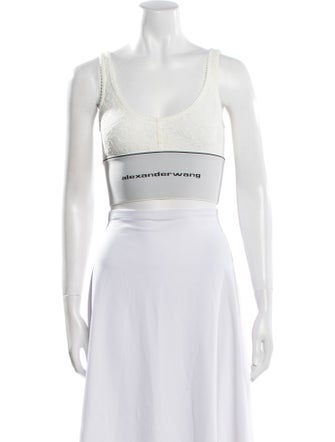 Alexander Wang Graphic Print Scoop Neck Crop Top