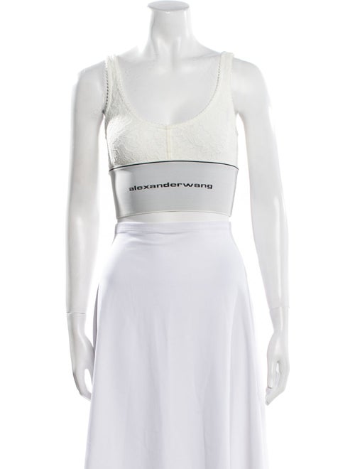 Alexander Wang Graphic Print Scoop Neck Crop Top