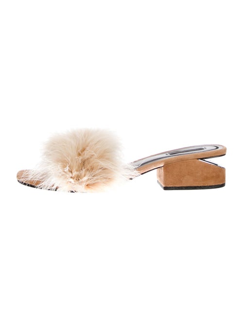 Alexander Wang Suede Fur Trim Slides